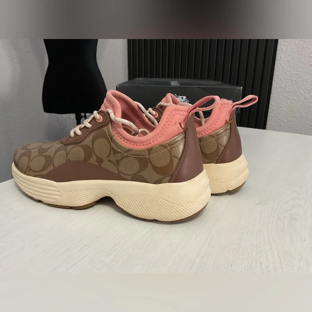 Coach Women's Tan and Pink Sneakers